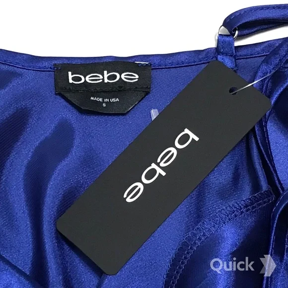 S - NWT Bebe Royal Satin Slip Midi Dress - Picture 10 of 11